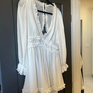 Open back white fringe romper